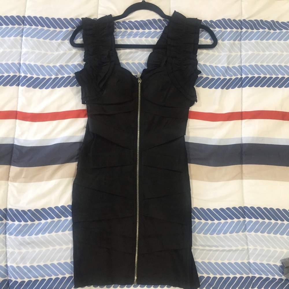 Black Satin Mini Dress.